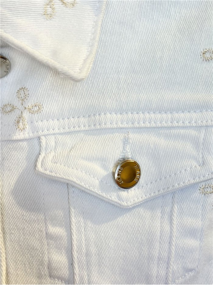 Chaqueta denim blanca bordada