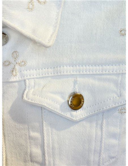 Chaqueta denim blanca bordada