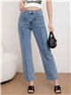 Jeans wide leg bolsillos plastrón