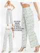 Pantalón denim wide leg estampado floral
