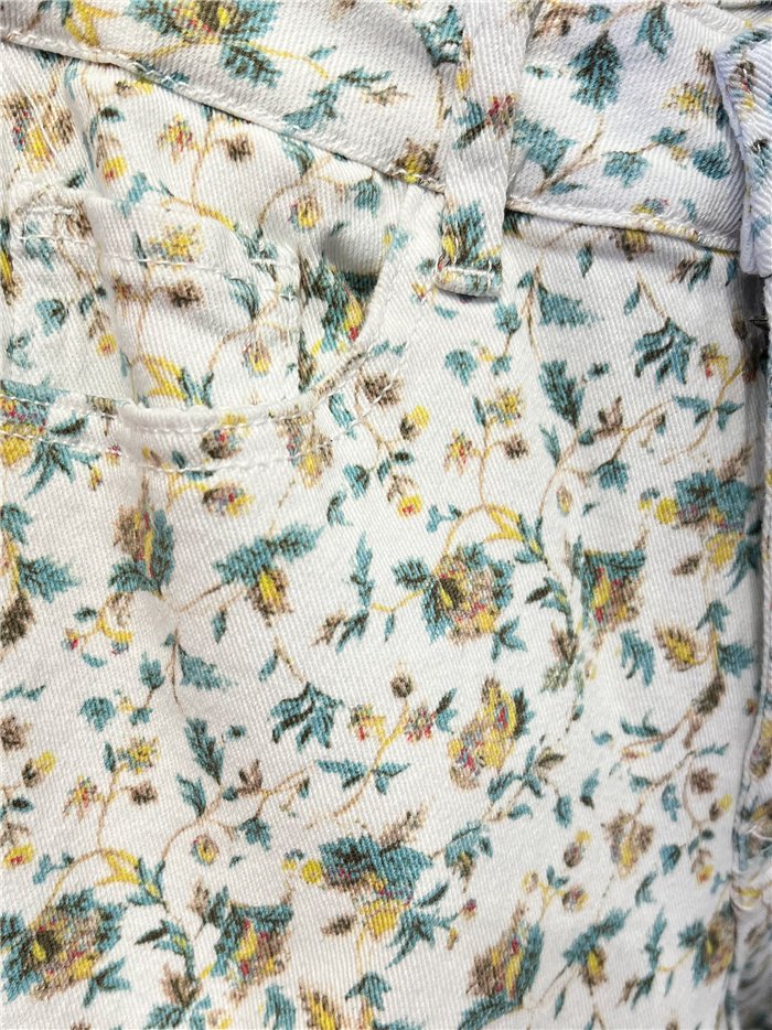 Pantalón denim wide leg estampado floral