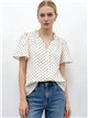 gepunktete Bluse mit Rüschen