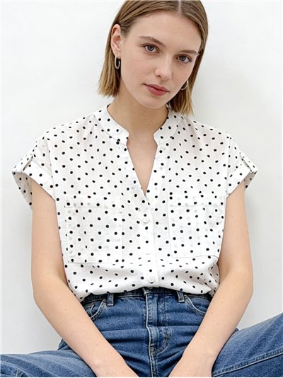 Chemise à pois avec poches