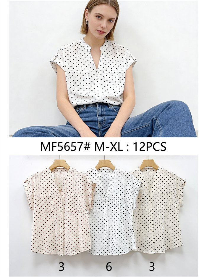 Chemise à pois avec poches