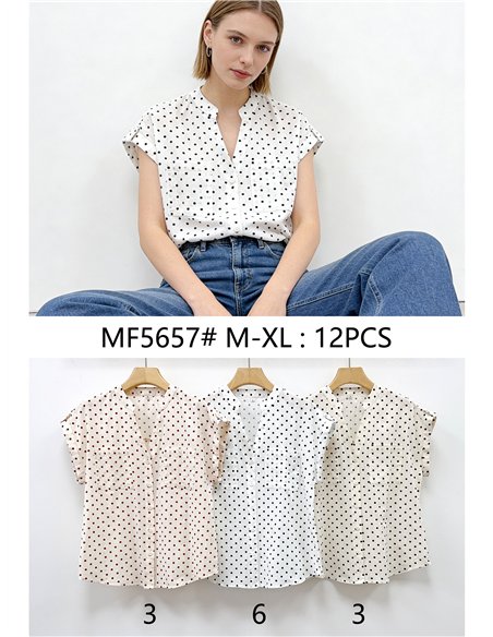 Chemise à pois avec poches