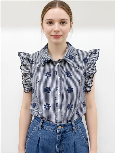 Embroidered gingham shirt