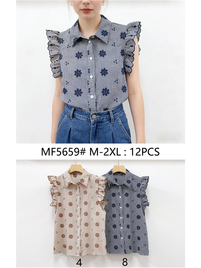 Camicia a quadretti ricamata