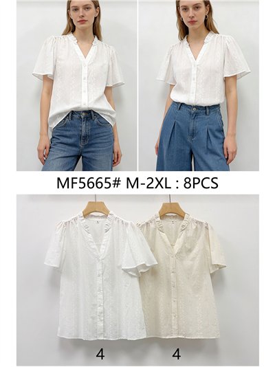 Blusa bordada flores con manga evasé 2