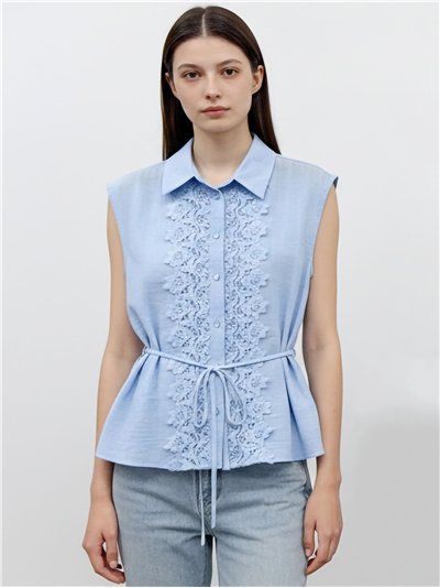 Blusa sin mangas con encaje