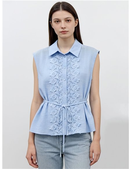 Blusa sin mangas con encaje