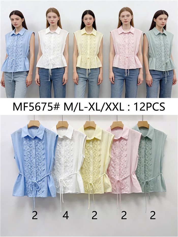 Blusa sin mangas con encaje