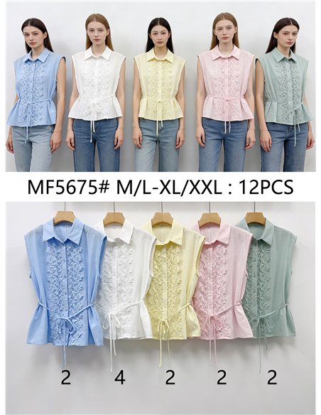 Blusa sin mangas con encaje