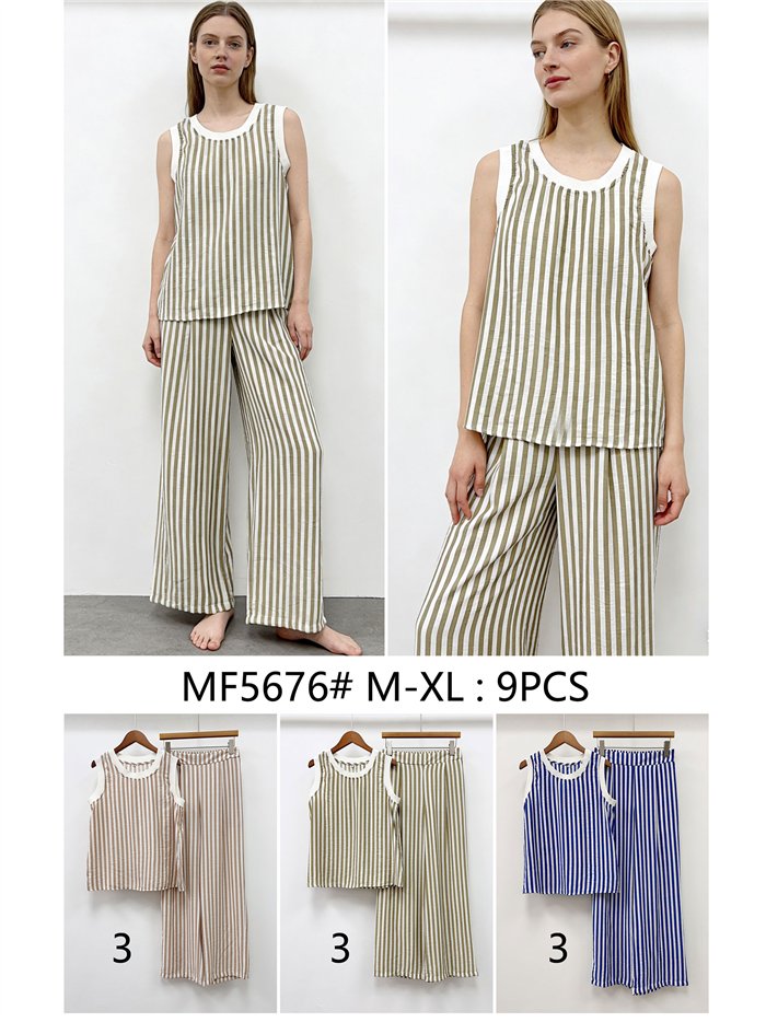 Conjunto top rayas y pantalón