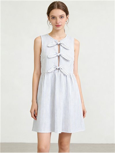 Vestido corto rayas con lazos