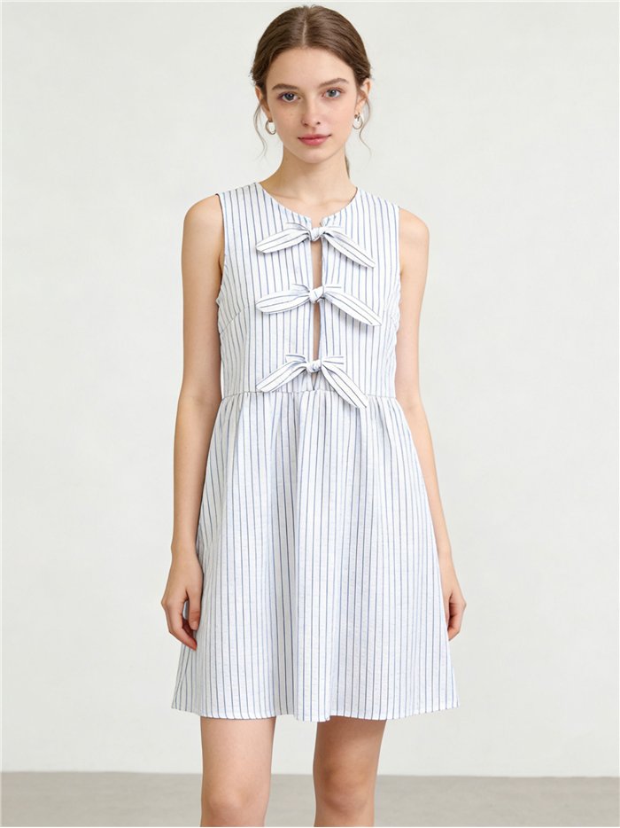 Vestido corto rayas con lazos