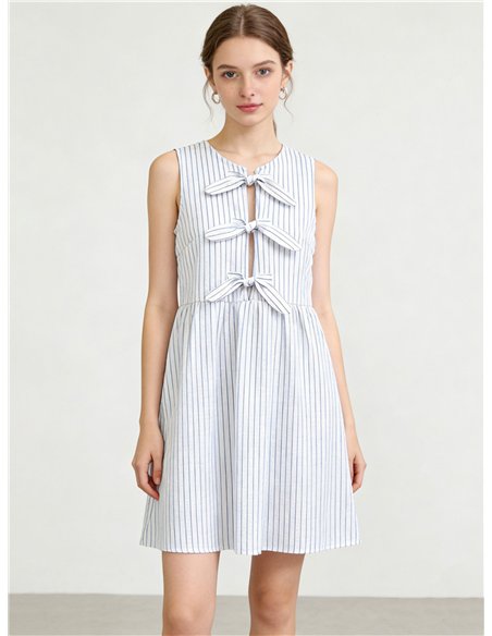 Vestido corto rayas con lazos