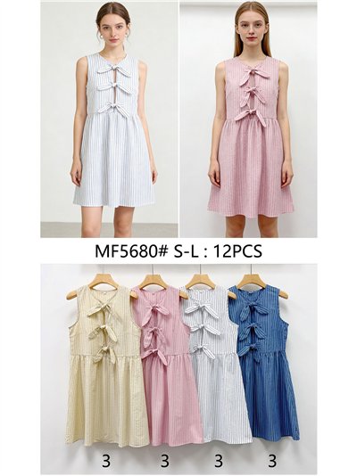 Vestido corto rayas con lazos 2
