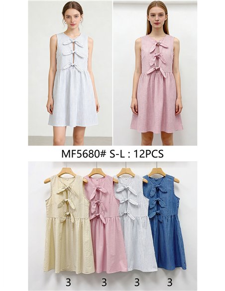 Vestido corto rayas con lazos