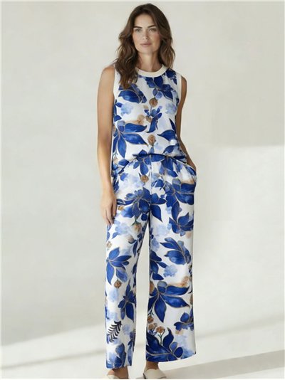 Conjunto top floral y pantalón