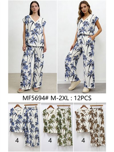 Conjunto blusa palmeras y pantalón 2