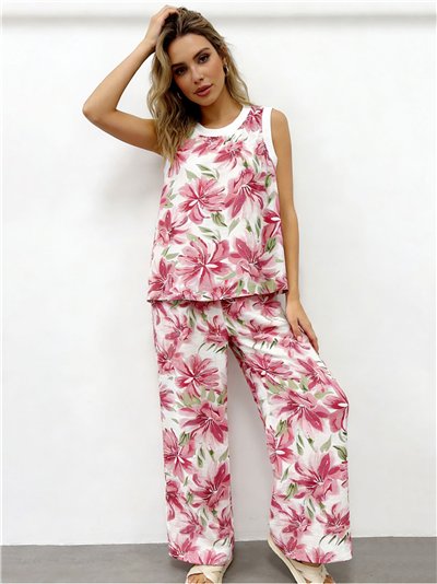 Conjunto top floral y pantalón