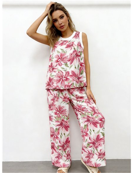Conjunto top floral y pantalón