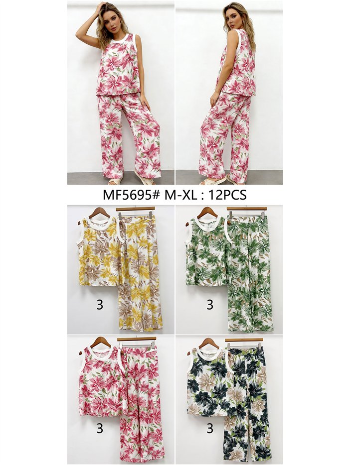 Conjunto top floral y pantalón