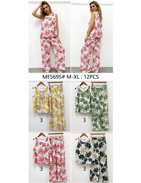 Conjunto top floral y pantalón