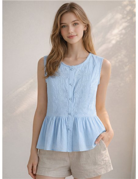 Camicetta peplo ricamata