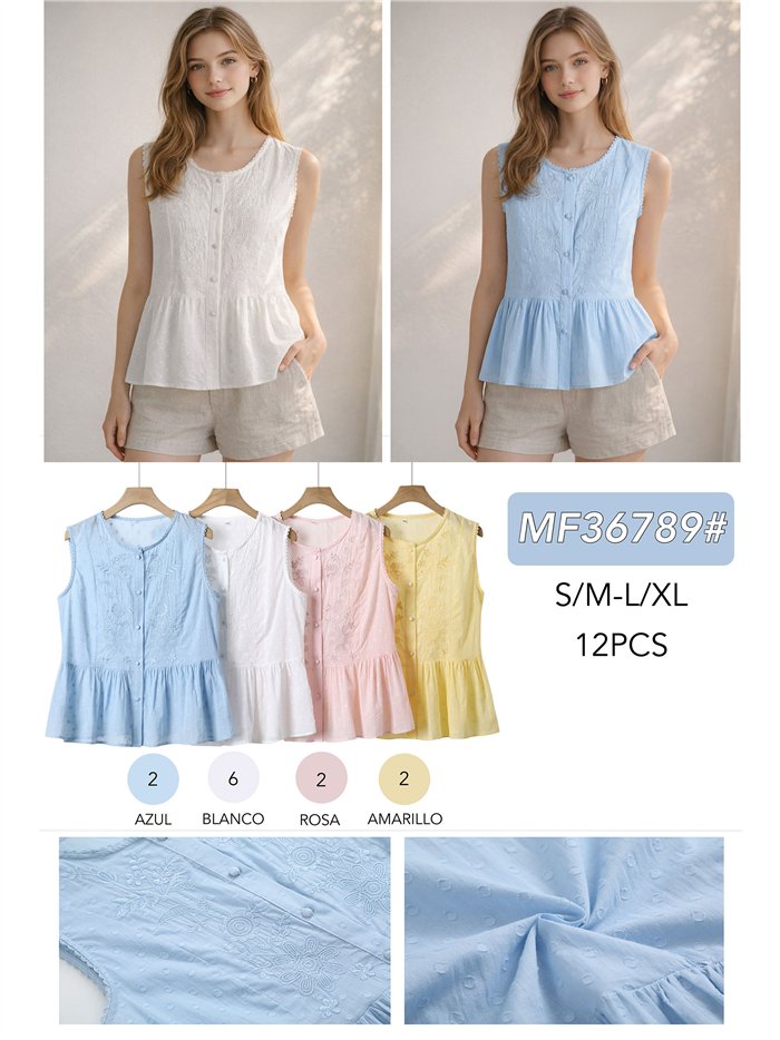 Camicetta peplo ricamata