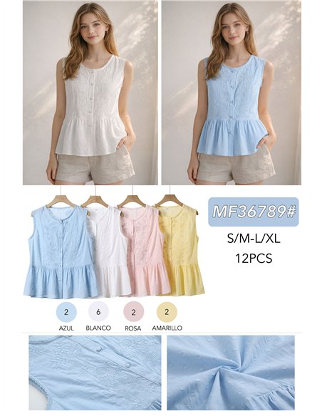 Camicetta peplo ricamata