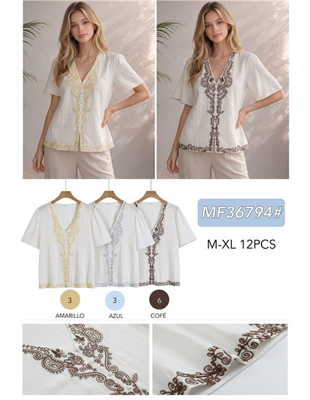 Boho-Bluse mit Paillettenstickerei