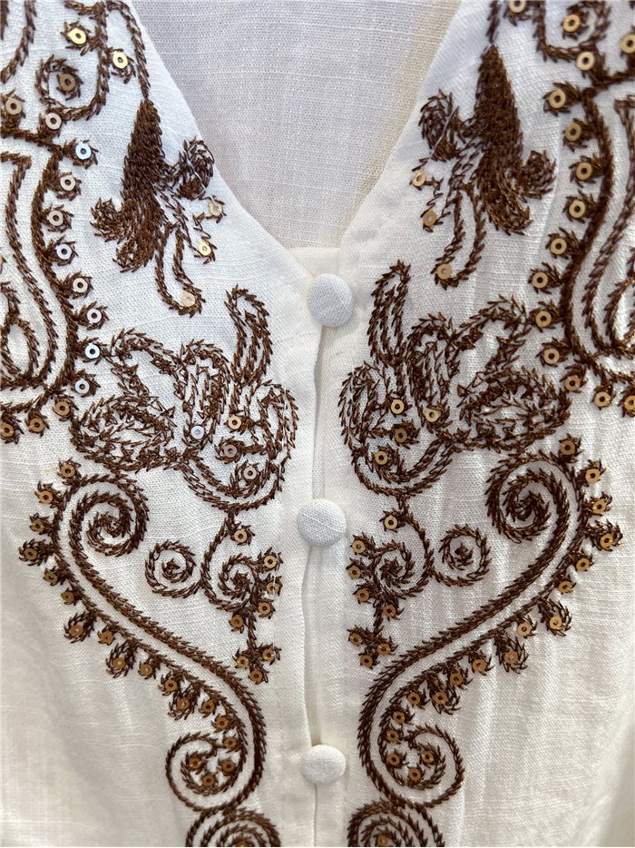 Boho-Bluse mit Paillettenstickerei