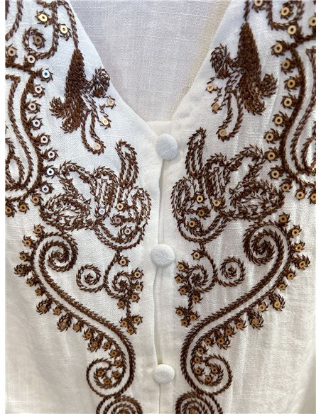 Boho-Bluse mit Paillettenstickerei