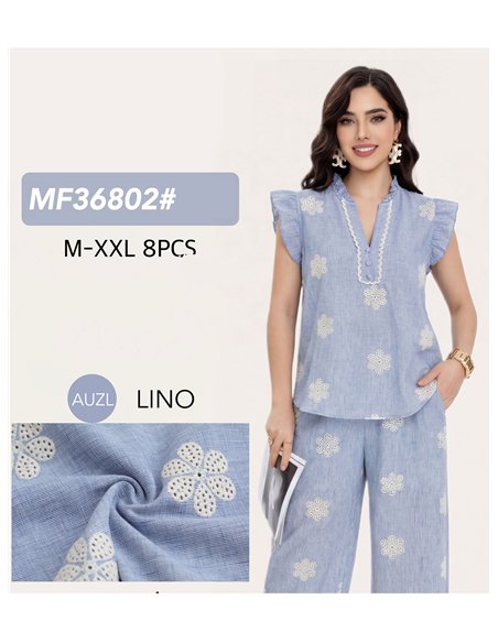 Blusa lino flores caladas