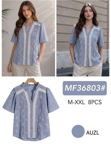 Blusa bordada lino puntilla