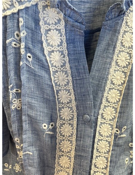 Blusa bordada lino puntilla