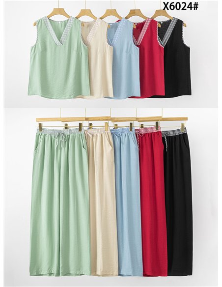 Conjunto top vichy y pantalón ancho