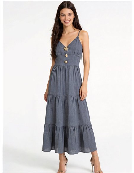 Strappy maxi dress with jewel buttons