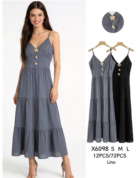 Strappy maxi dress with jewel buttons