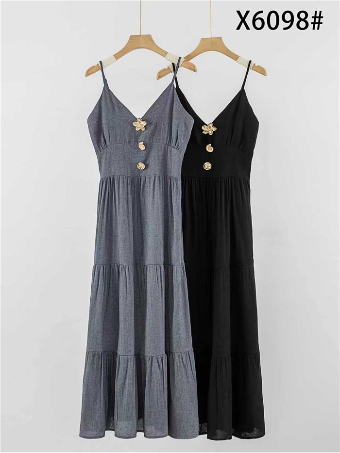 Strappy maxi dress with jewel buttons