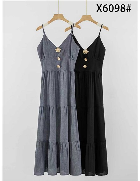 Strappy maxi dress with jewel buttons