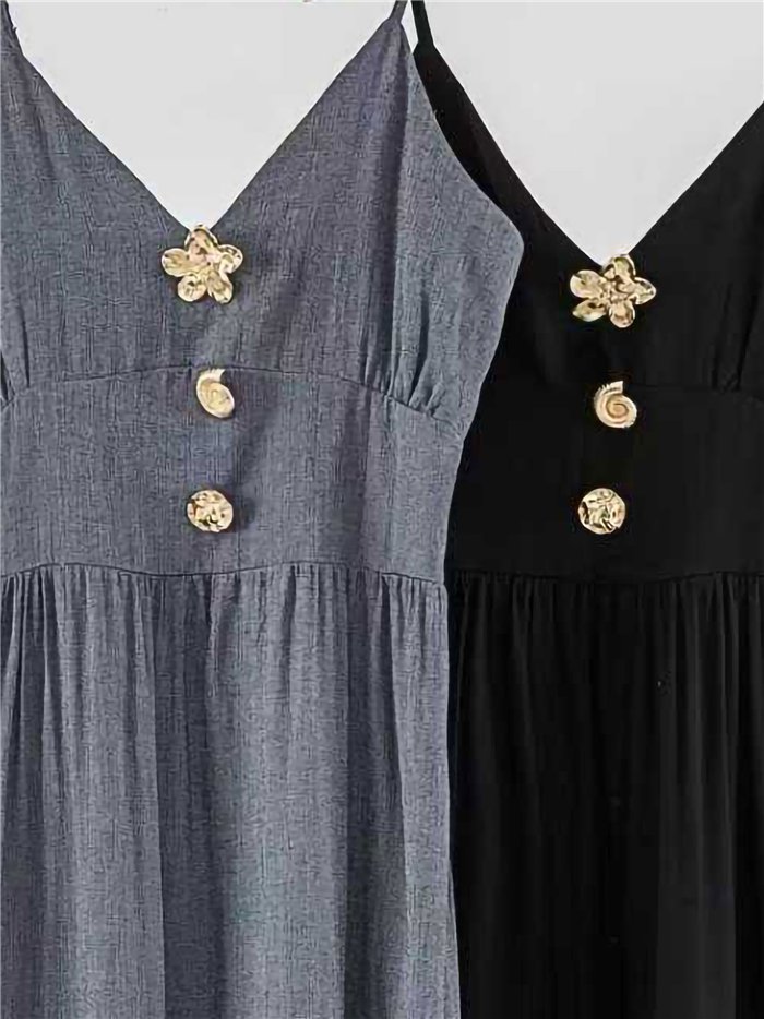 Strappy maxi dress with jewel buttons