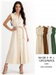 Sleeveless maxi shirt dress with cord belt