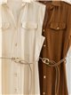 Sleeveless maxi shirt dress with cord belt