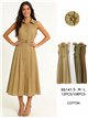 Vestido camisero midi sin mangas con cinturón hebilla