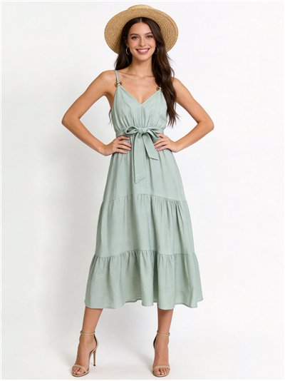 Midikleid mit Trägern, Schleife und goldenen Creolen