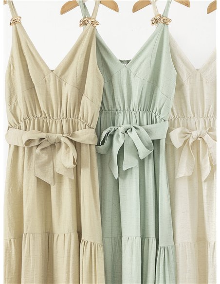 Midikleid mit Trägern, Schleife und goldenen Creolen