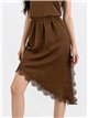 Falda midi satinada asimétrica con encaje