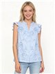 Blusa rayas de algodón bordada con volante
